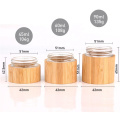 Luxury Natural Bamboo Cosmetic Containers 45g 60g 90g cosmetic glass cream jar
